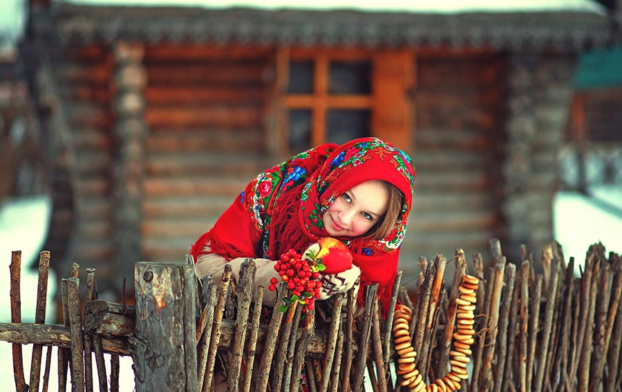 Sexy girl Women in Slavic costumes in Phnom Penh